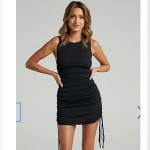 Lioness Black Knit Military Minds Bodycon Mini/Midi Dress‎ Adjustable Size XXS